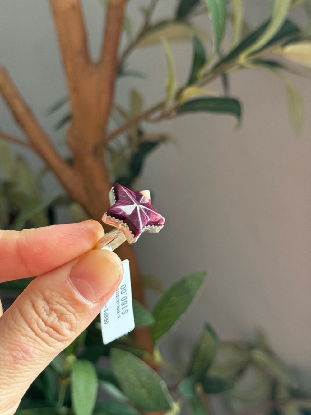 NWT Sterling silver Star-Shaped Purple spiny Gemstone Ring - Picture 3 of 5